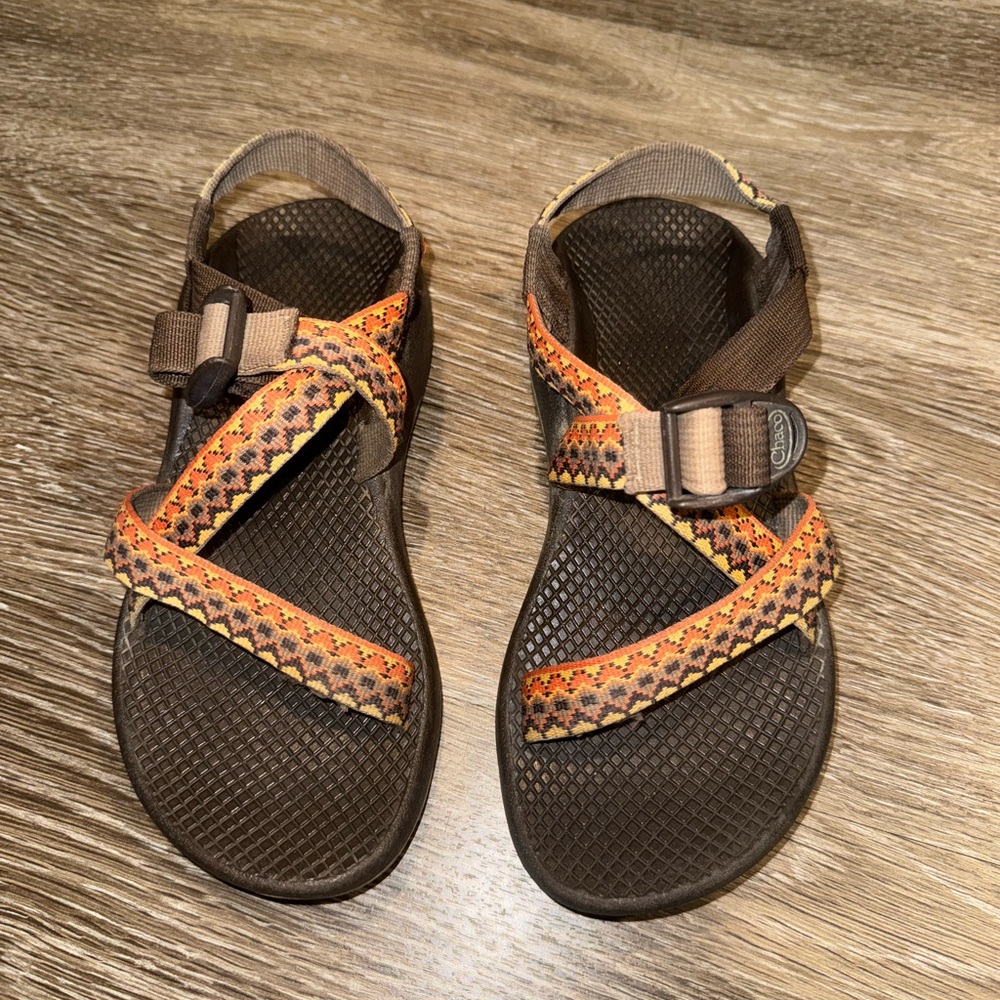 Brown and Orange Chaco Sandals, lightly used.